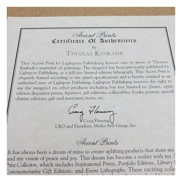 Thomas‎ Kinkade Accent Prints Framed Art Serene Cottage Psalm 23 Gold Frame - Picture 16 of 16